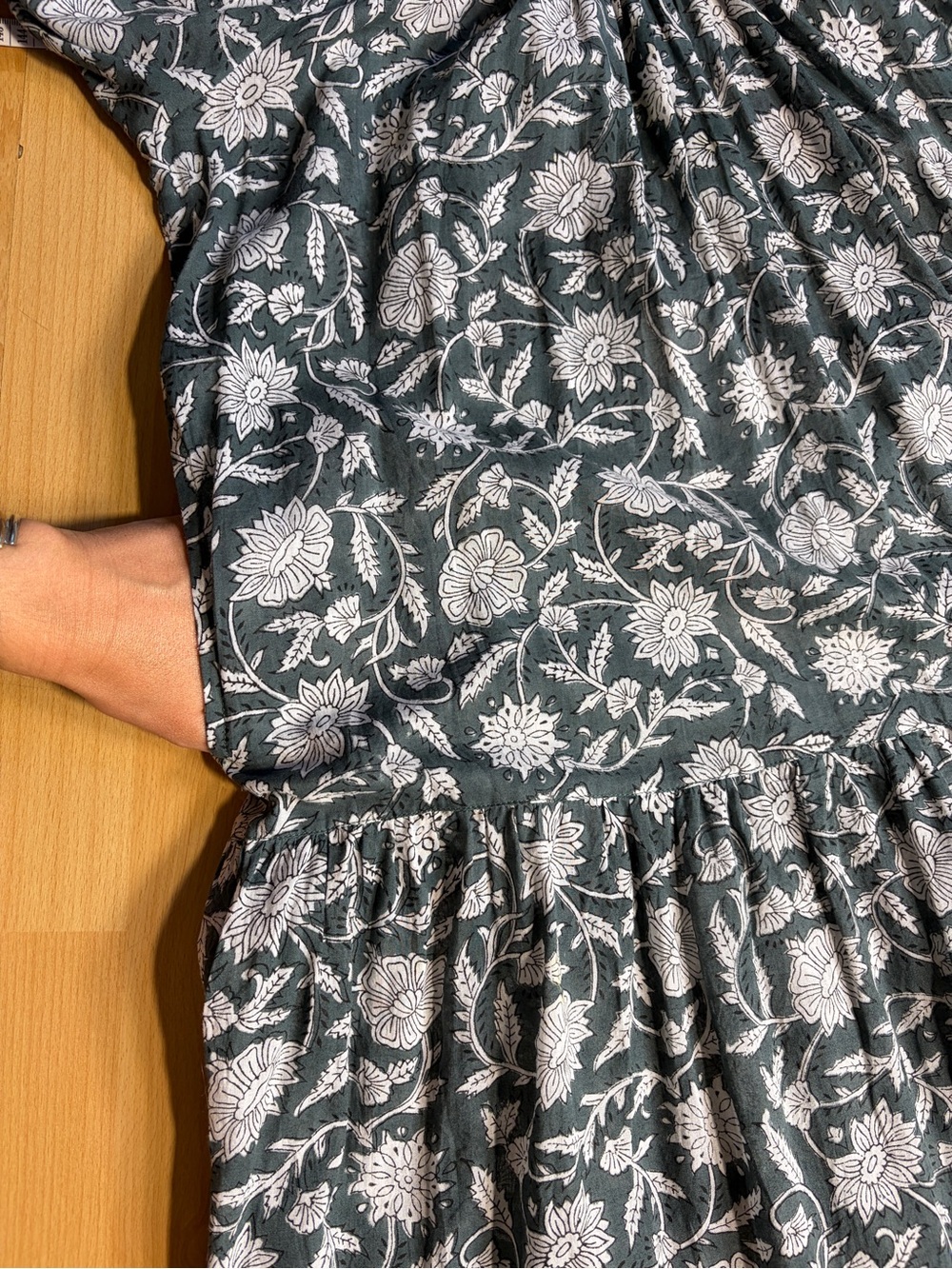 Daughters of India Sahana Forest Green Floral Block Print Tiered Maxi Dress - Picture 9 of 12